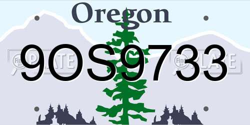 9OS9733 Oregon License Plate