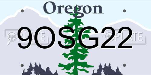 9OSG22 Oregon License Plate
