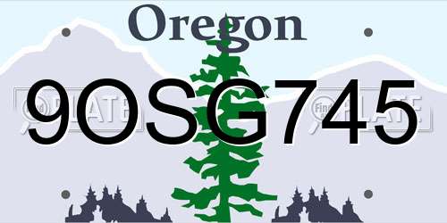 9OSG745 Oregon License Plate