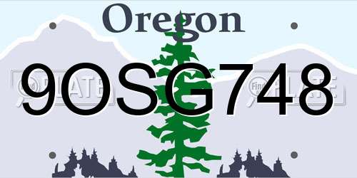 9OSG748 Oregon License Plate