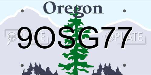 9OSG77 Oregon License Plate