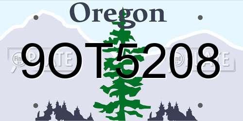 9OT5208 Oregon License Plate
