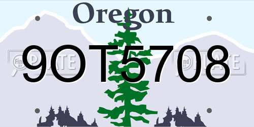 9OT5708 Oregon License Plate