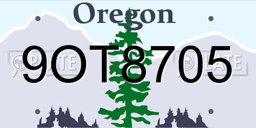 9OT8705 Oregon License Plate
