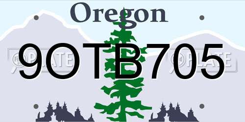 9OTB705 Oregon License Plate