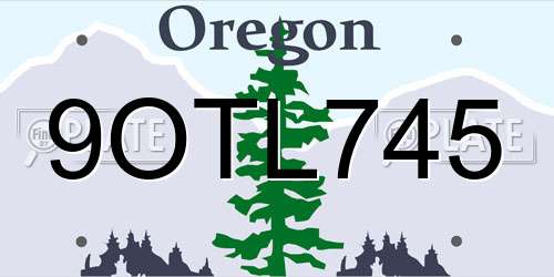 9OTL745 Oregon License Plate