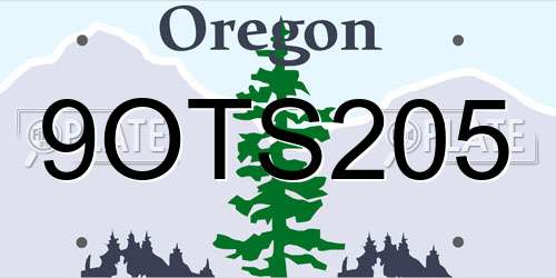 9OTS205 Oregon License Plate