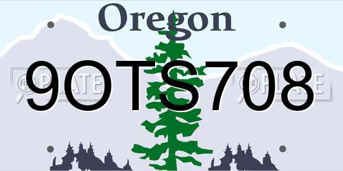 9OTS708 Oregon License Plate