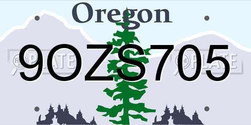 9OZS705 Oregon License Plate