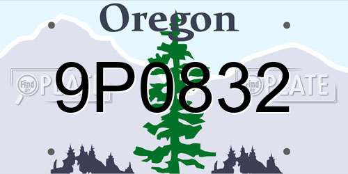 9P0832 Oregon License Plate