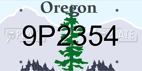 9P2354 Oregon License Plate