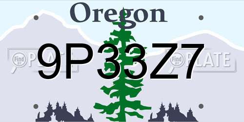 9P33Z7 Oregon License Plate
