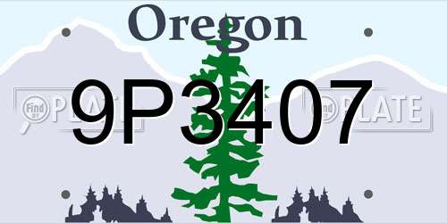 9P3407 Oregon License Plate