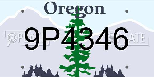 9P4346 Oregon License Plate