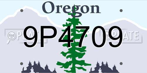 9P4709 Oregon License Plate
