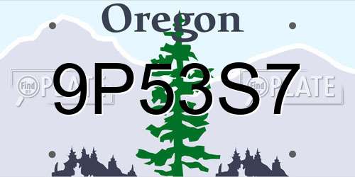 9P53S7 Oregon License Plate