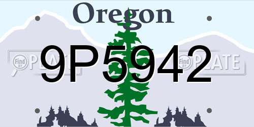 9P5942 Oregon License Plate