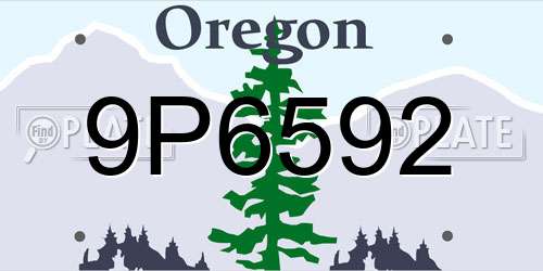 9P6592 Oregon License Plate
