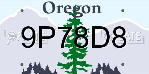 9P78D8 Oregon License Plate