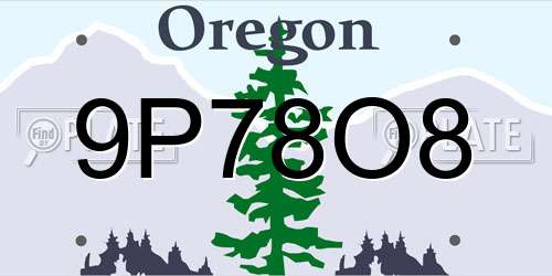 9P78O8 Oregon License Plate