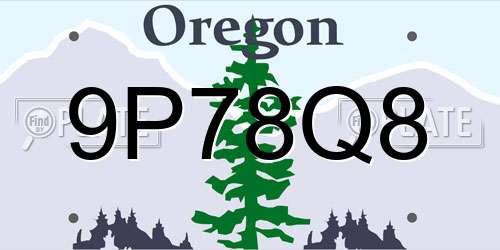 9P78Q8 Oregon License Plate