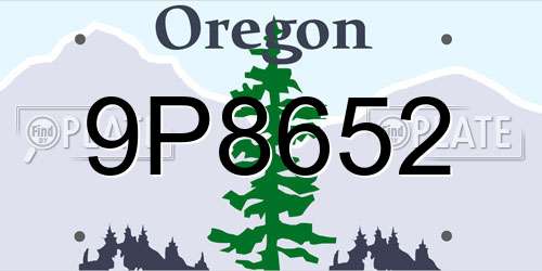 9P8652 Oregon License Plate