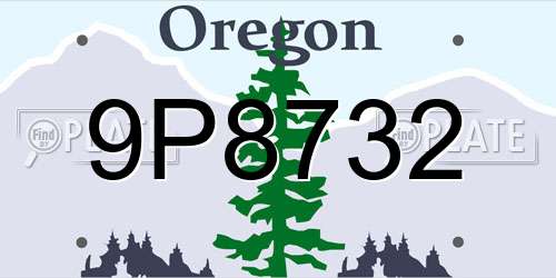 9P8732 Oregon License Plate