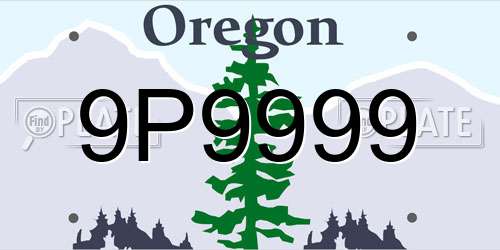 9P9999 Oregon License Plate