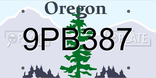 9PB387 Oregon License Plate