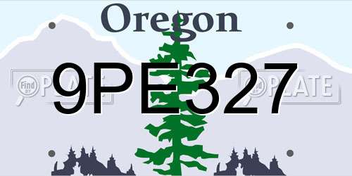 9PE327 Oregon License Plate