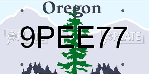 9PEE77 Oregon License Plate
