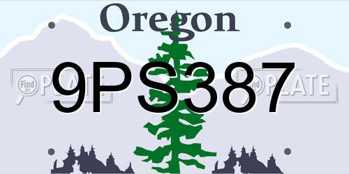 9PS387 Oregon License Plate