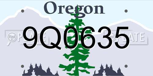 9Q0635 Oregon License Plate