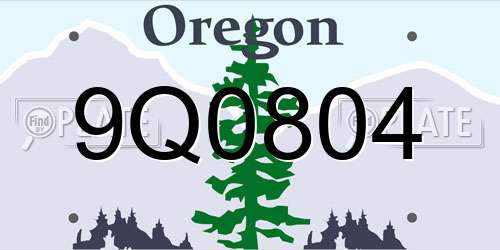 9Q0804 Oregon License Plate