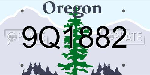 9Q1882 Oregon License Plate