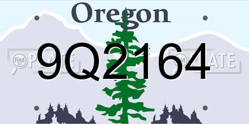 9Q2164 Oregon License Plate