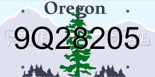 9Q28205 Oregon License Plate