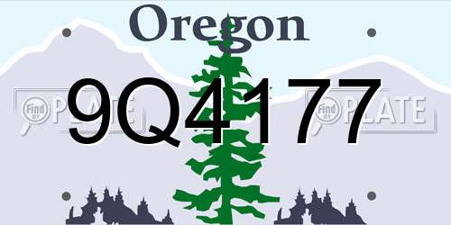 9Q4177 Oregon License Plate