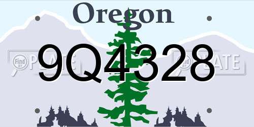 9Q4328 Oregon License Plate
