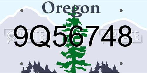 9Q56748 Oregon License Plate