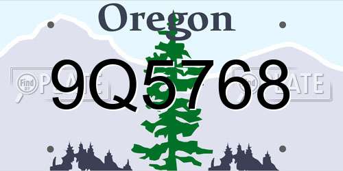 9Q5768 Oregon License Plate