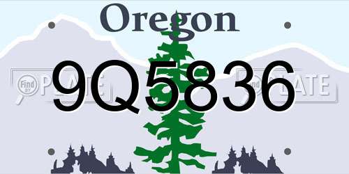 9Q5836 Oregon License Plate