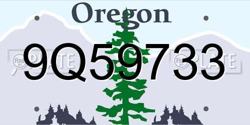 9Q59733 Oregon License Plate