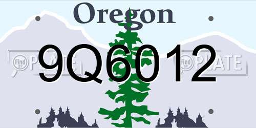 9Q6012 Oregon License Plate