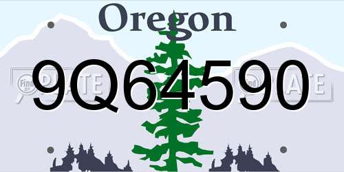 9Q64590 Oregon License Plate