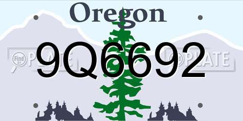 9Q6692 Oregon License Plate