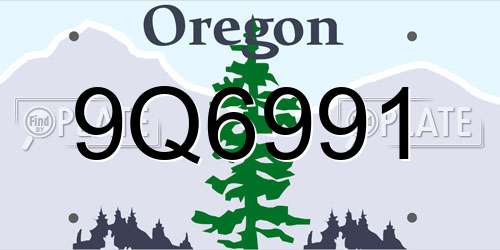 9Q6991 Oregon License Plate