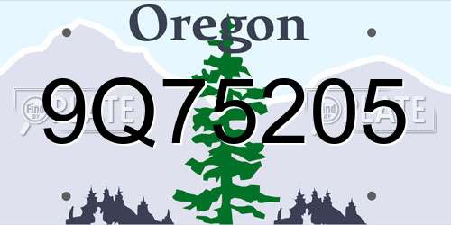 9Q75205 Oregon License Plate