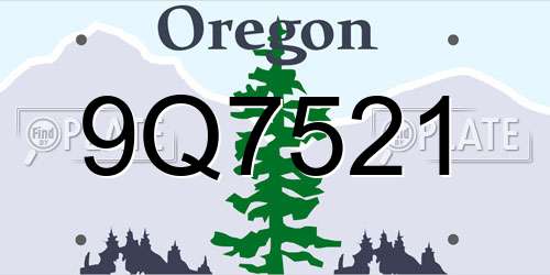 9Q7521 Oregon License Plate