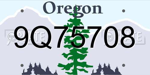 9Q75708 Oregon License Plate